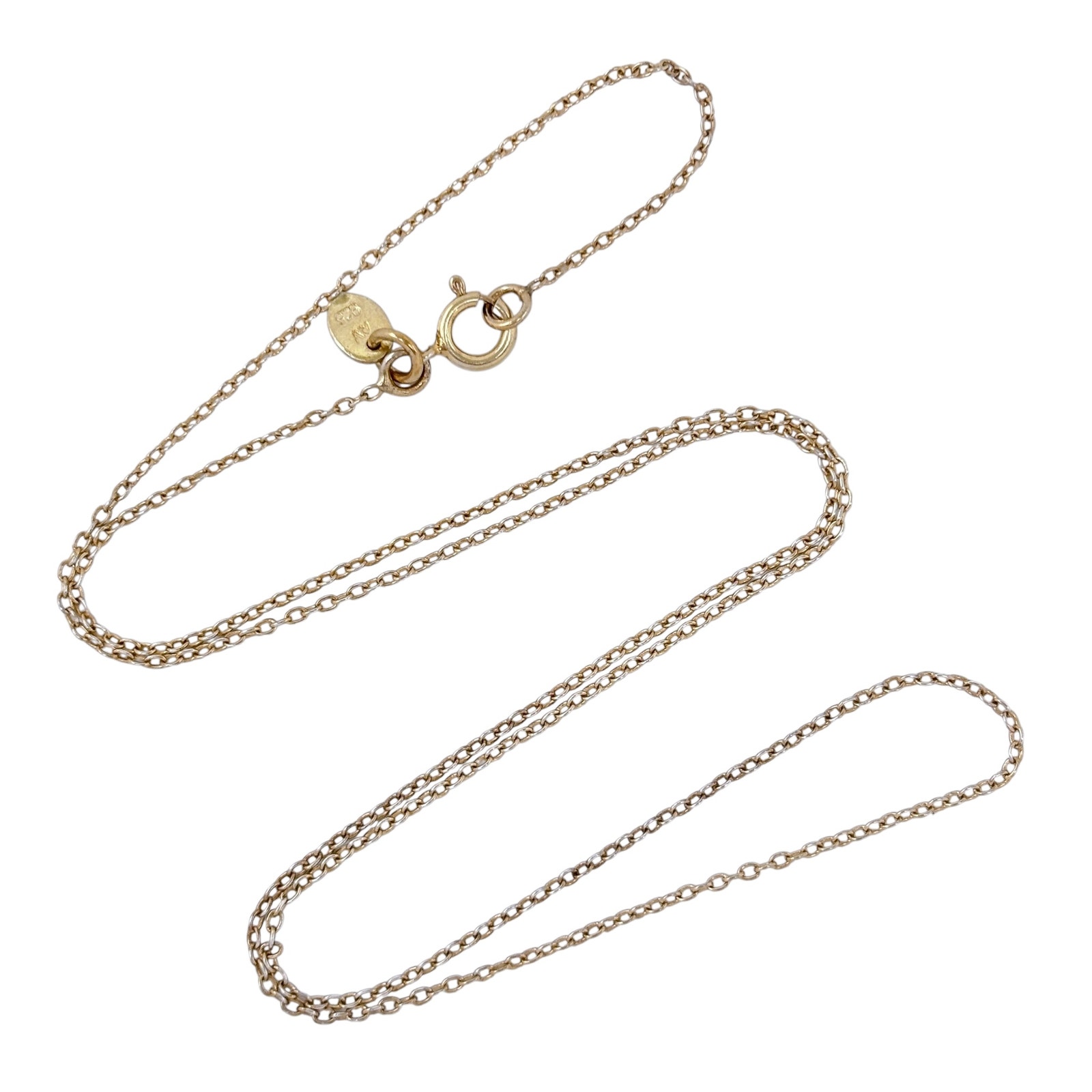 Estate Gold-Tone Sterling Silver 925 1.2mm Cable Link Chain Necklace 18"